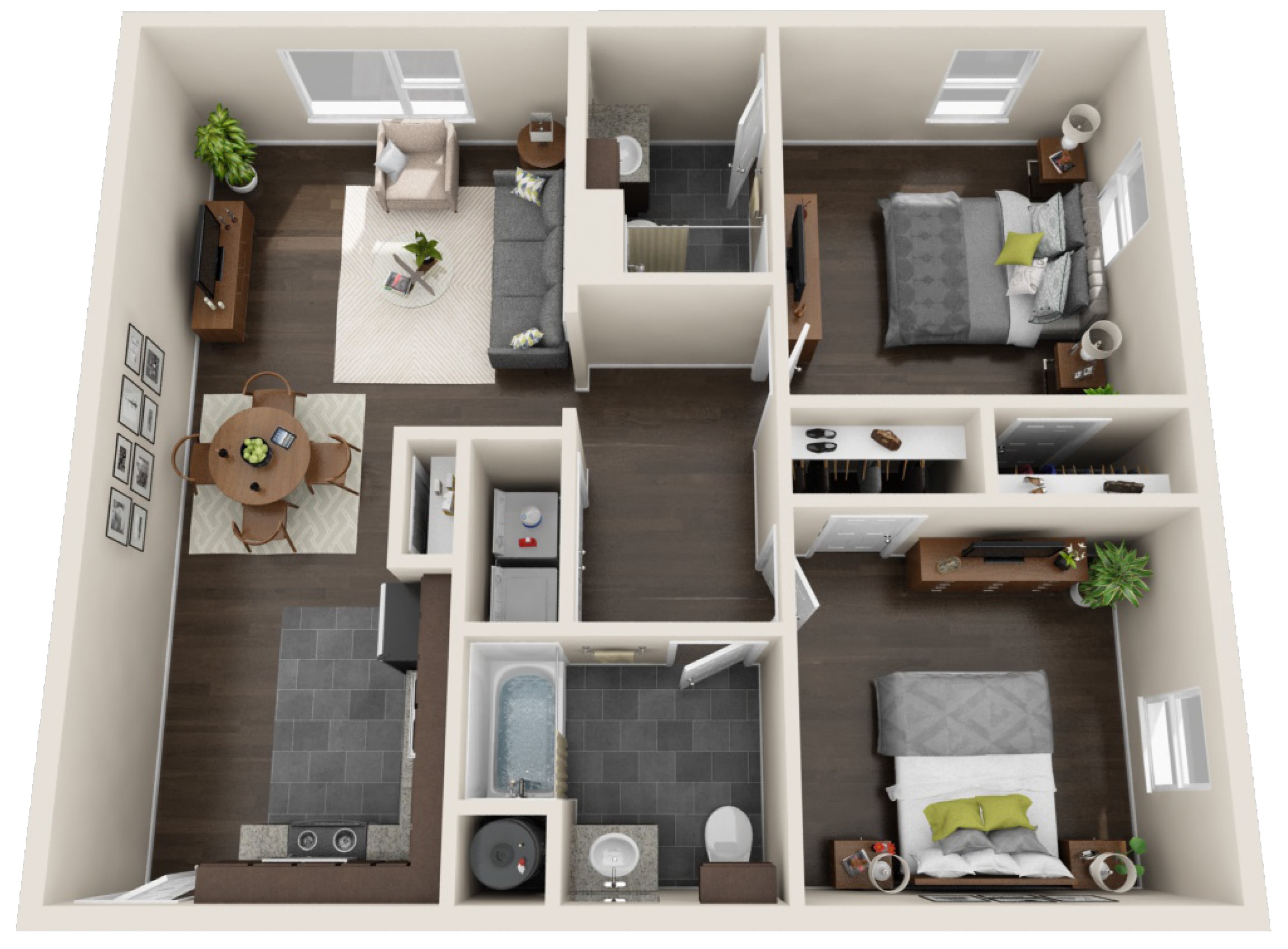 2 Bedroom / 2 Bathroom Floor Plan 3